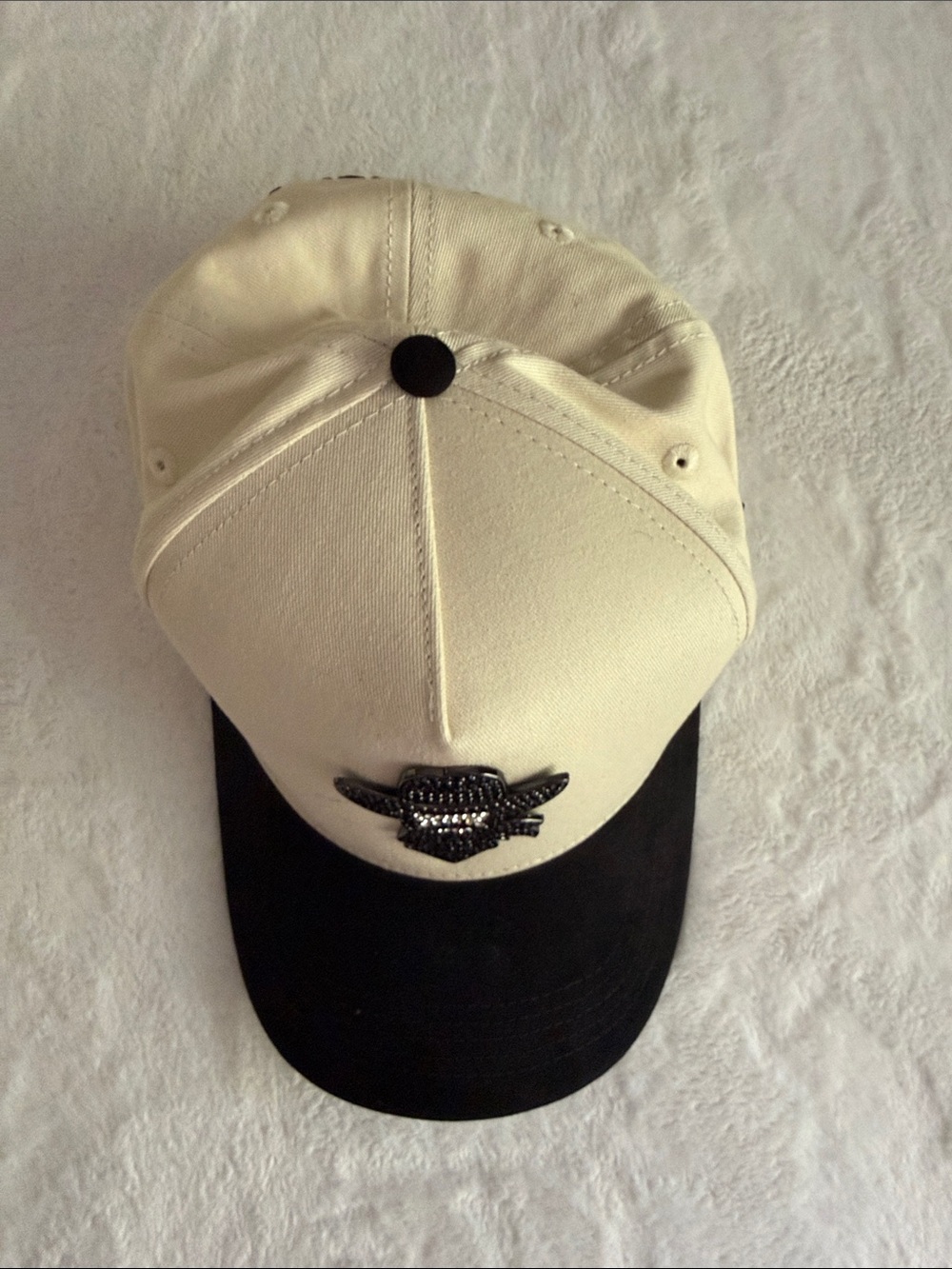 De Rancho Cream and Black Embellished Cowboy Baseball Cap - Picture 8 of 8